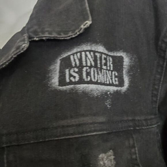 Game Of Thrones Women's Denim Jacket Large Black House Stark Studio Geek Cosplay - Picture 5 of 12